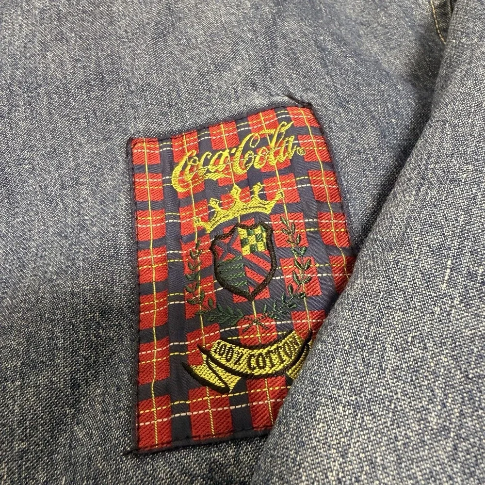 Vintage Super Rare Cococola Denim Bomber Jacket 100%‎ Cotton